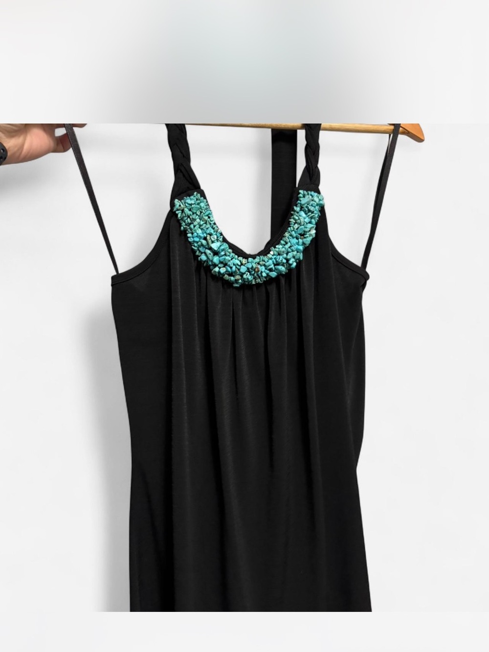 Vintage BCX Turquoise Beaded Neckline
